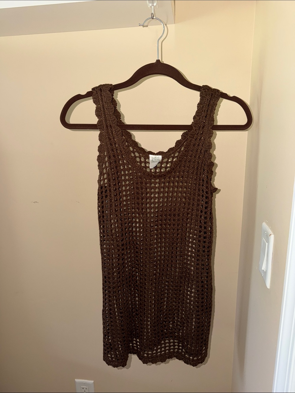 Brown Crochet Mini Dress